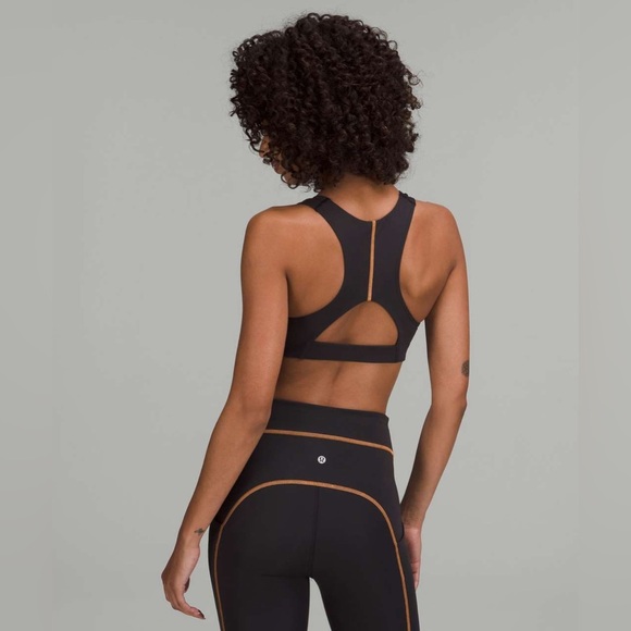Lululemon Tough Train High-Neck Bra, C/D Cup Black / Orange Soda Size 8 EUC - Picture 3 of 7